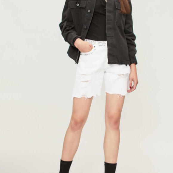 THE KOOPLES Washed Denim Shorts with Embroidery - Picture 4 of 8